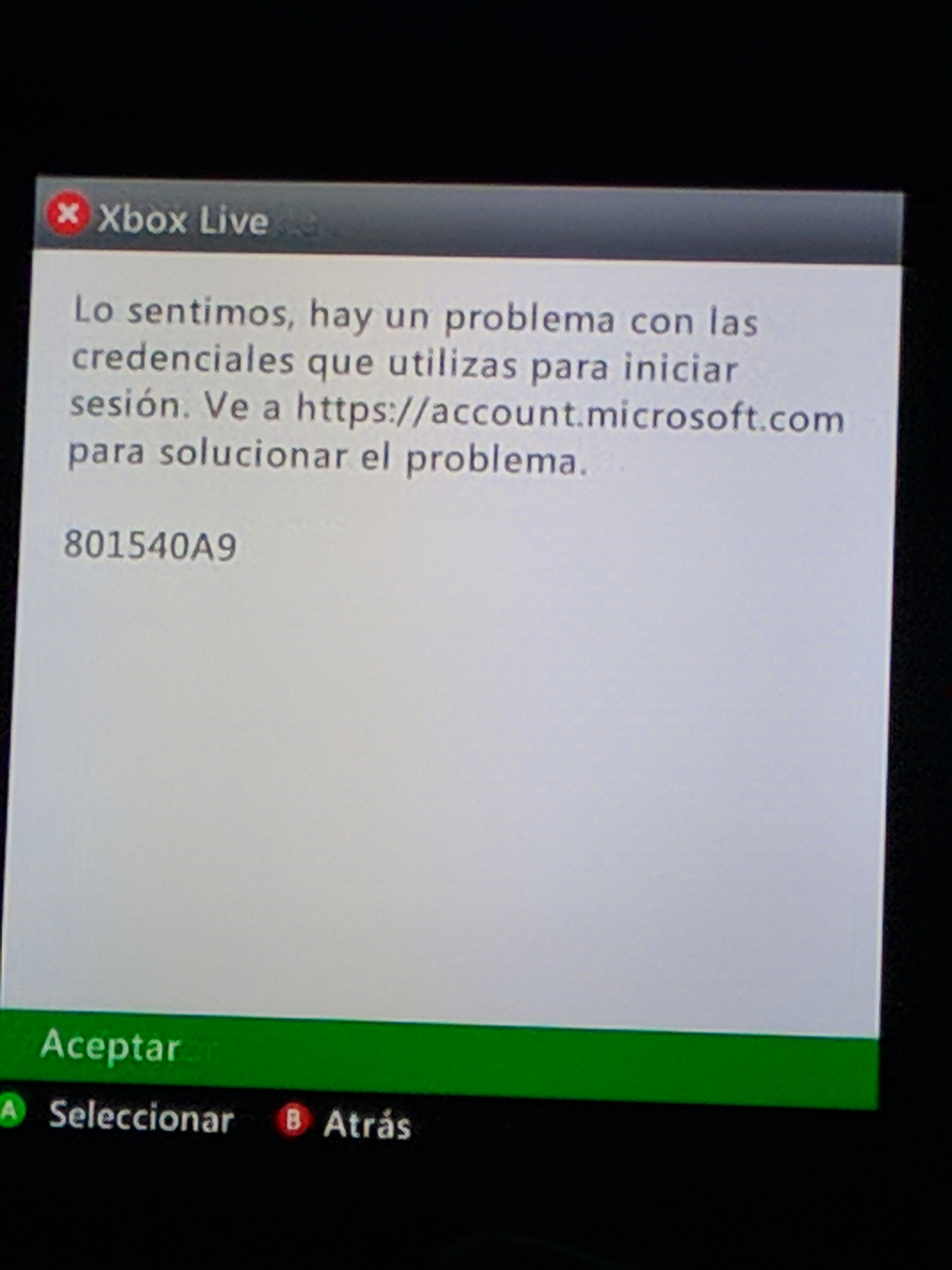 Error a9 I Can T Download My Xbox Live Profile Xbox 360 Microsoft Community