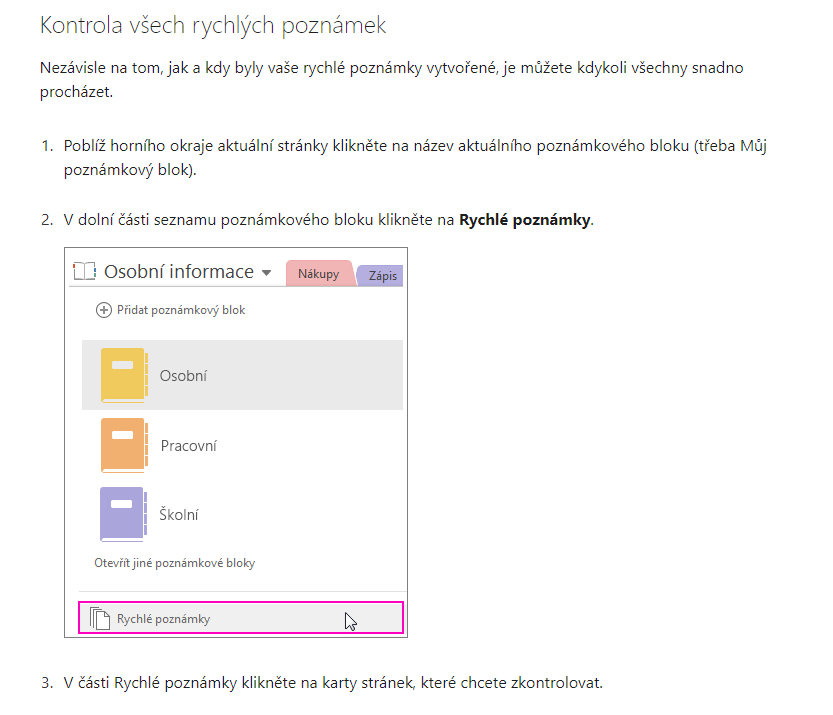 Kam se ukládají rychle poznámky?