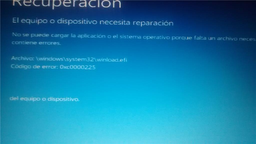 Windows 10 - Pantalla Azul En Windows Al Bootear 0xc0000225 ...