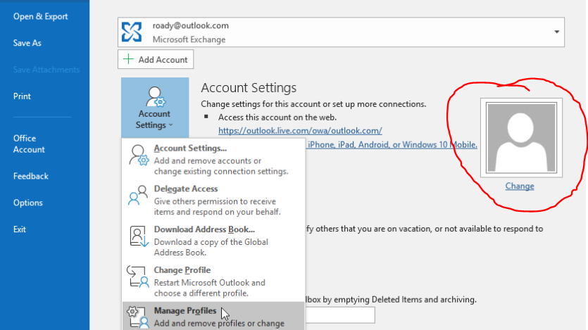 Can't change profile picture in Outlook 2019 - Microsoft Community