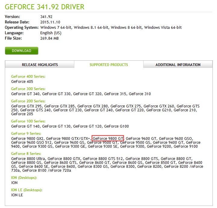 Driver geforce 9600 gt windows 7 64 discount bit