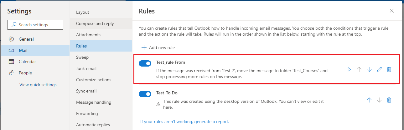 Inbox rule not working - Microsoft Community