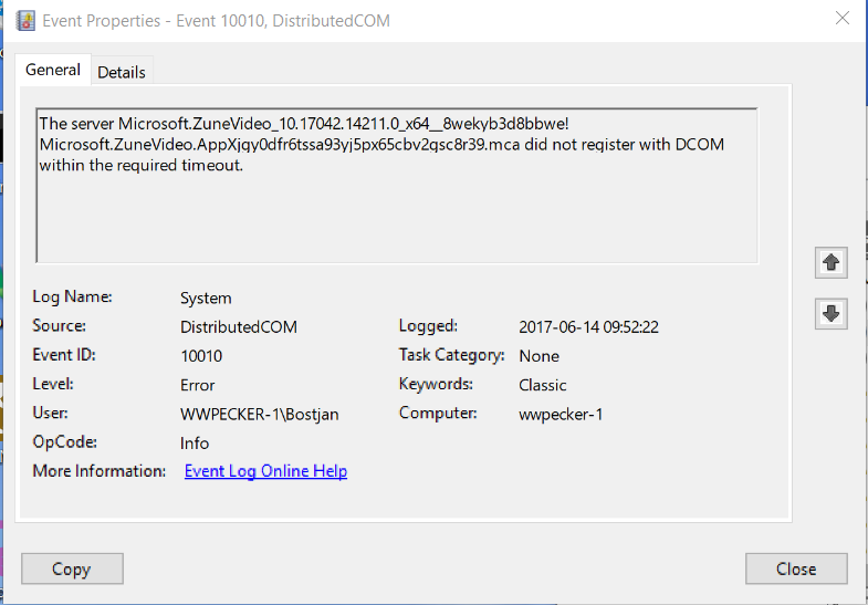 Event Viewer Error Message Concerning Microsoft.zunevideo - Microsoft 