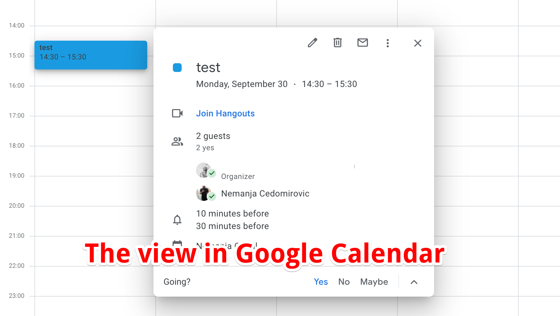 Google Hangouts Invitation Is Not Shown In My Outlook Calendar