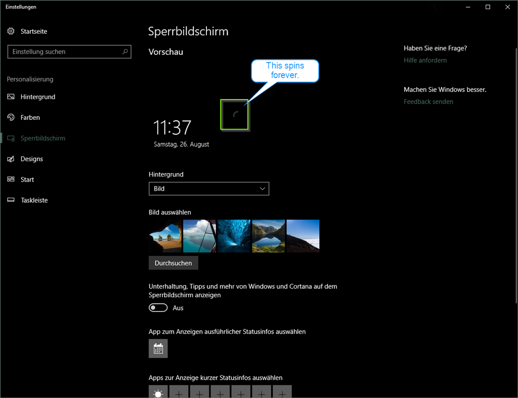 Can't change account picture and lockscreen wallpaper on Windows - Microsoft  Community