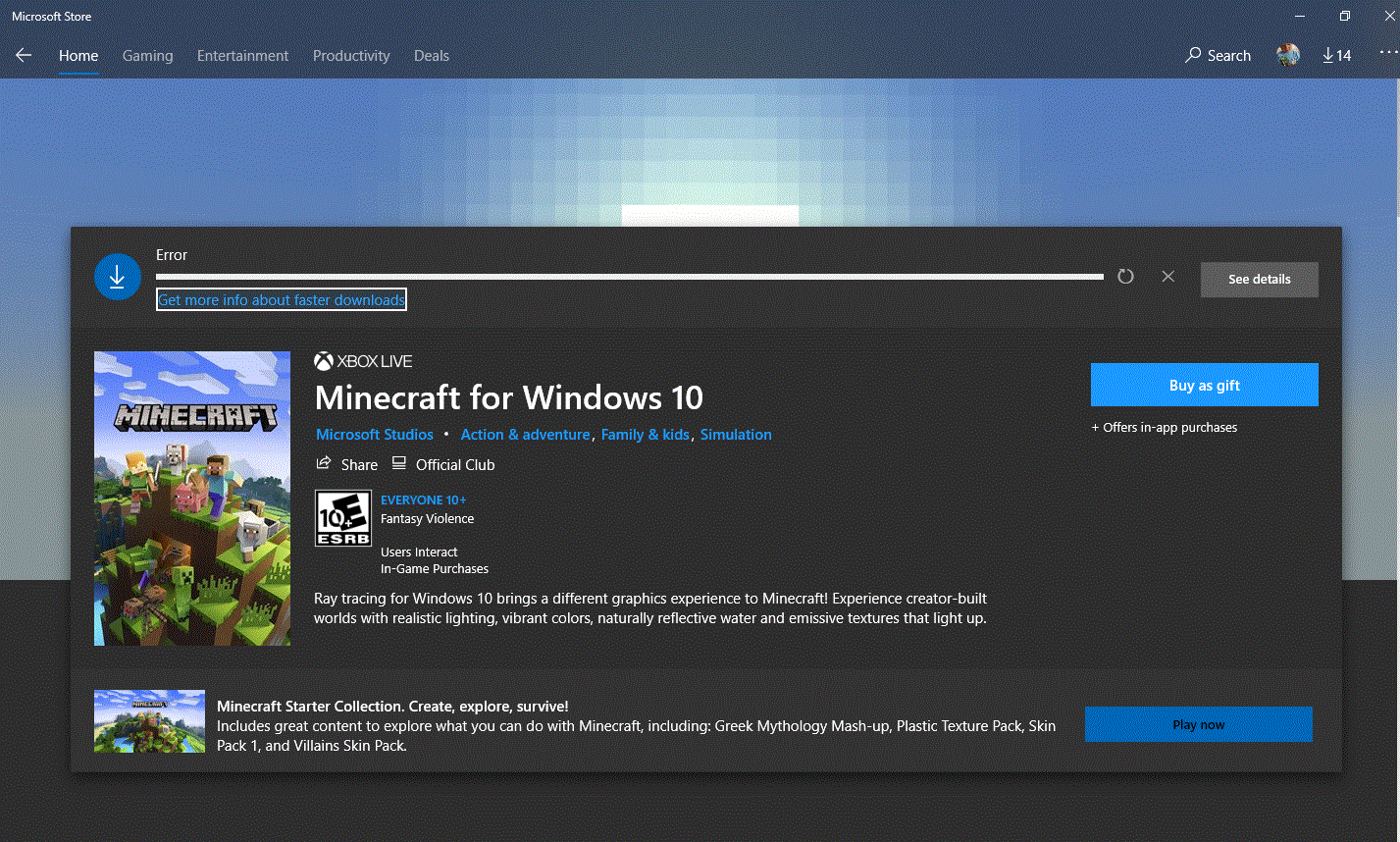 I cant install minecraft for Windows - Microsoft Community