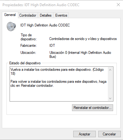 Idt High Definition Audio Codec No Funciona Al Instalar Windows 10 Microsoft Community