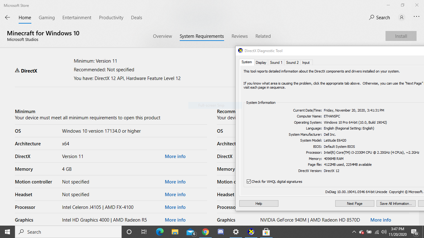My Minecraft Install Button Is Greyed Out And I Have Dx 12 Microsoft Community