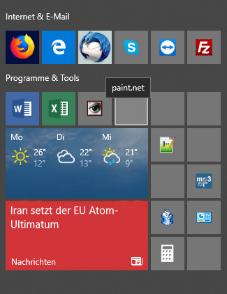 Windows 10 Startmenü: Icons manchmal leer ...