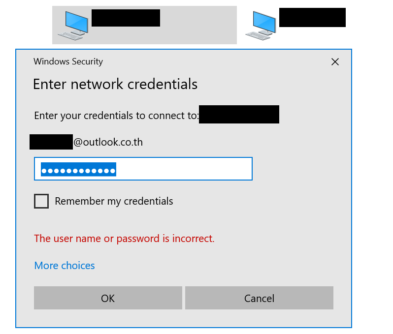 How to login to network share when Microsoft Account is tied to