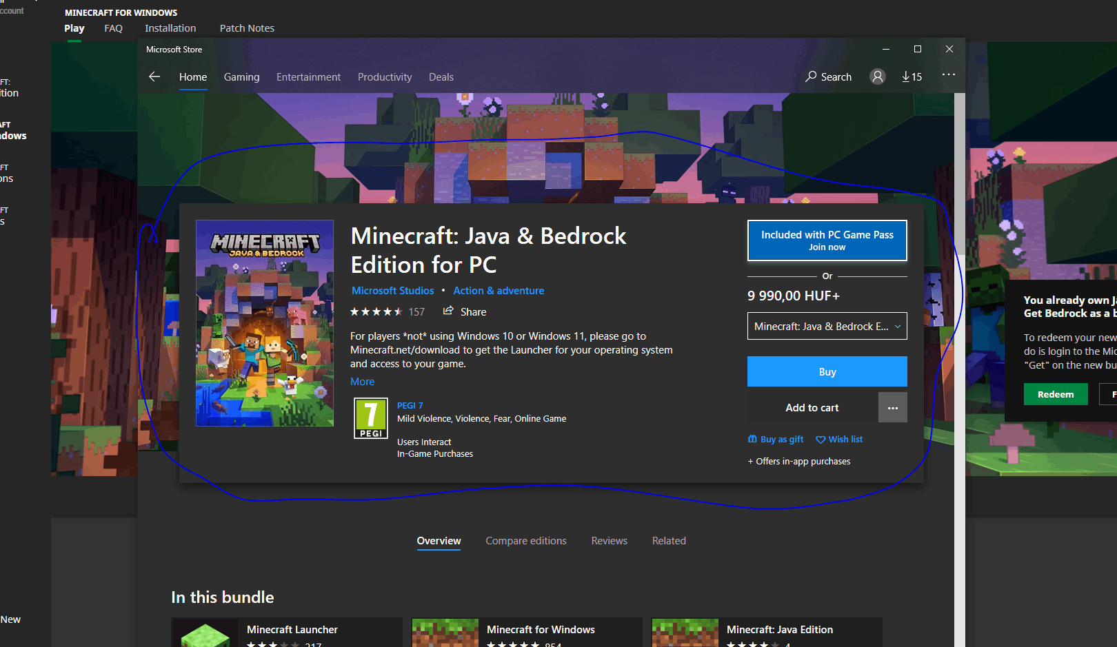 I tried to redeem Minecraft Java edition with the bundle since I