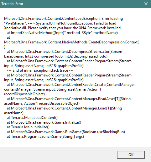 Terraria ошибка microsoft xna framework