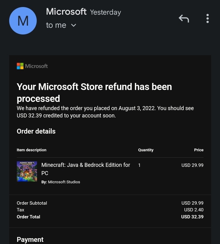 Refund on best sale microsoft store