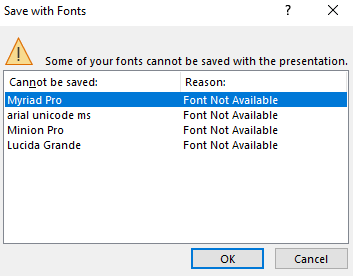 Some Of Your Fonts Can Not Be Saved With The Presentation - Microsoft ...