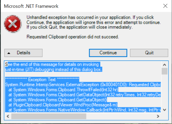 Microsoft .NET Framework Error - Microsoft Community