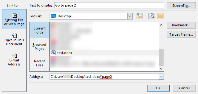 How to insert a hyperlink from one Word doc to specific page in ...