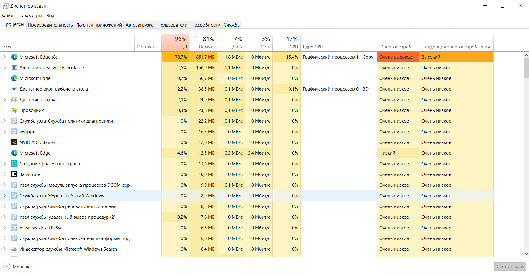 Microsoft Edge потребляет почти 100% ЦП и около 1 ГБ Оперативной -  Сообщество Microsoft