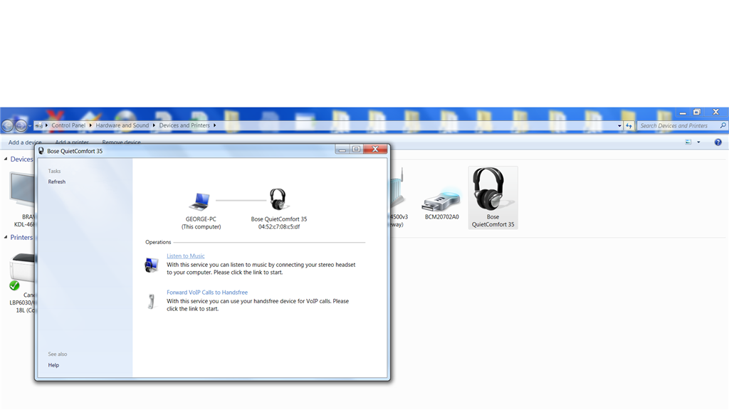 Bluetooth headphones to online windows 7