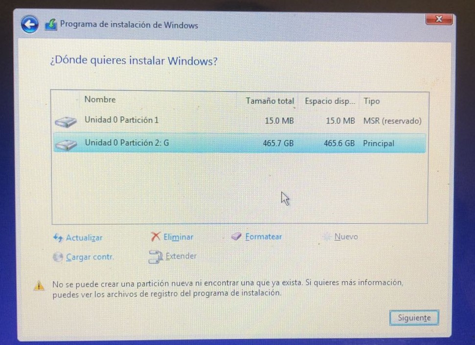 Error No Se Puede Crear Una Particion Nueva Ni Encontrar Una Microsoft Community