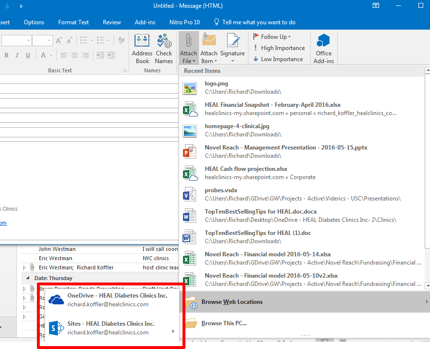 Attach Files From A Group Not Site Or Onedrive To Outlook Microsoft Community