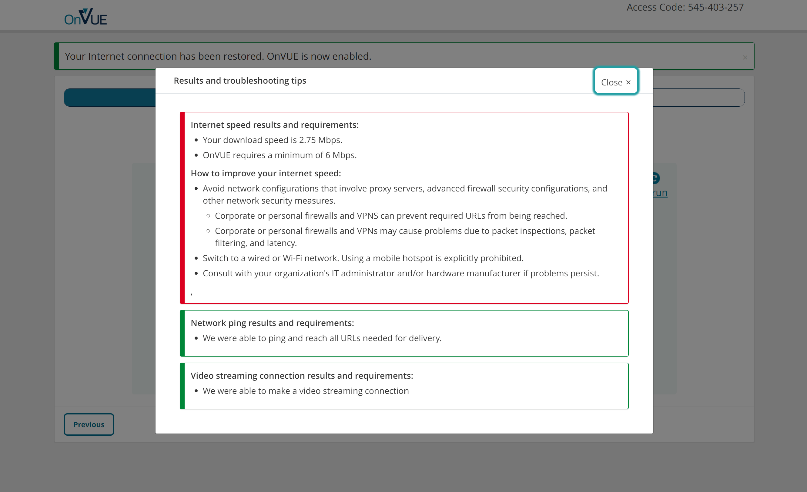 ONVue speed test shows 2.75 Mbps download speed, but online speed -  Training, Certification, and Program Support