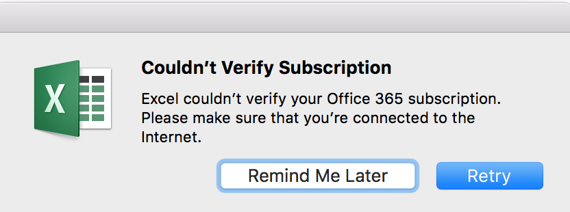 Why does my mac keep verifying excel