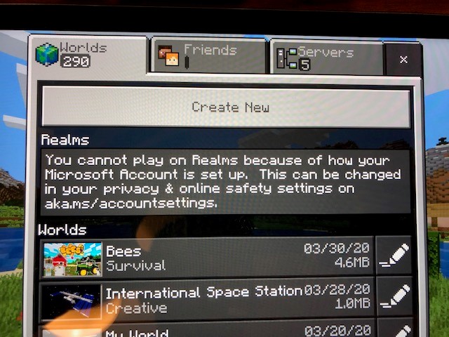 Minecraft Realms You Cannot Play Online Multiplayer Because Microsoft Community