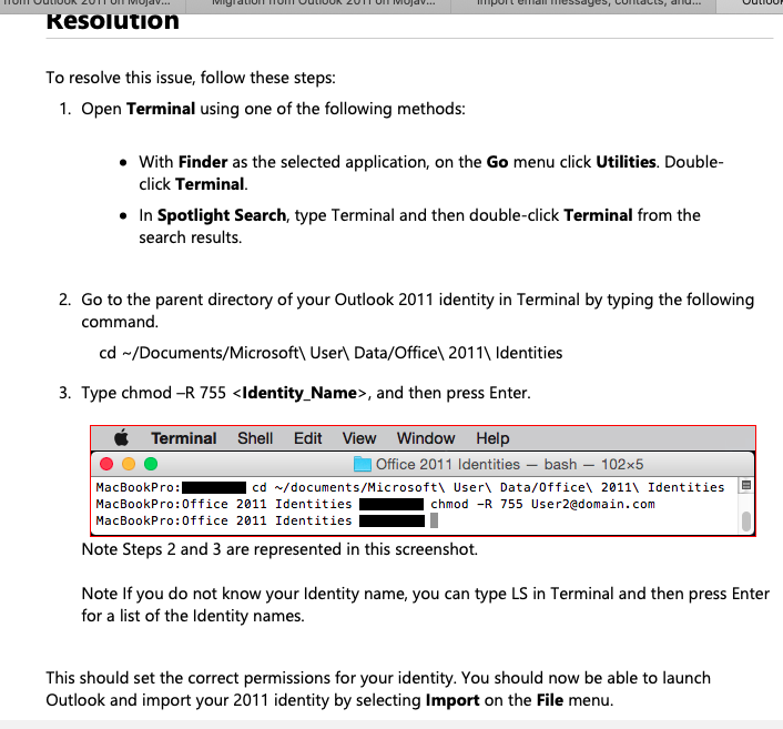 Migration From Outlook 2011 On Mojave To Outlook 365 On Catalina