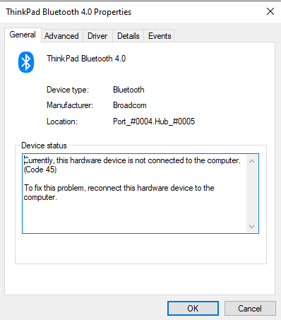 Bluetooth Capability Not Detected - Windows 10 - Lenovo Thinkpad.