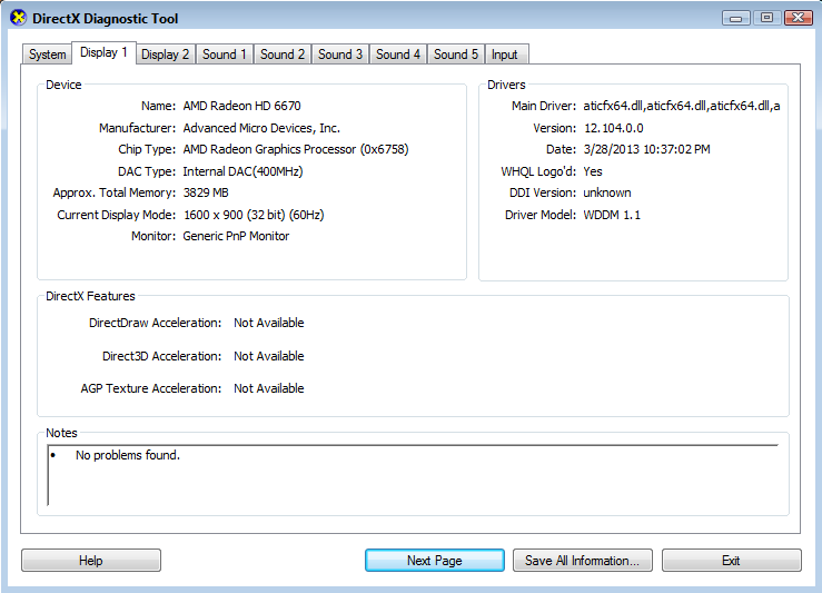 Windows 7 Direct X Features Not Available - Please Help.