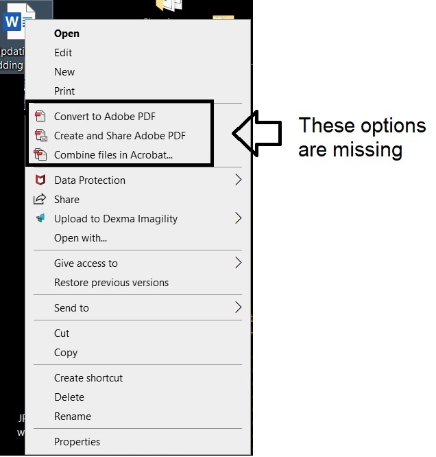 right click on a word document and the option to convert to PDF is