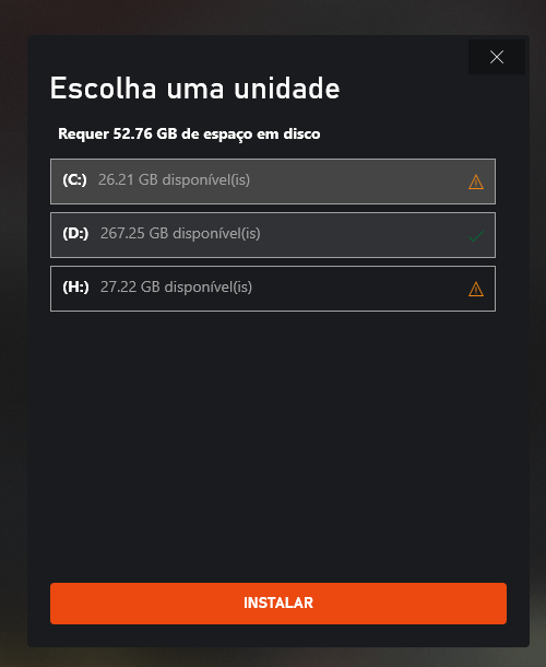 Erro ao tentar instalar jogo no aplicativo Xbox em outra unidade -  Microsoft Community