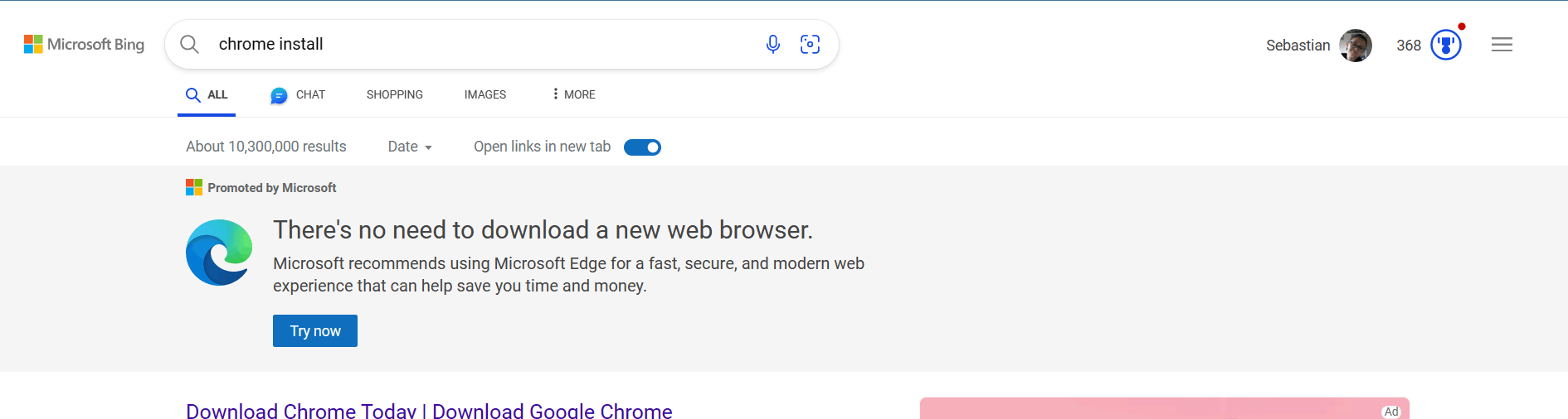 I like Microsoft Edge. But if it doesn't get less annoying, I'll switch  again