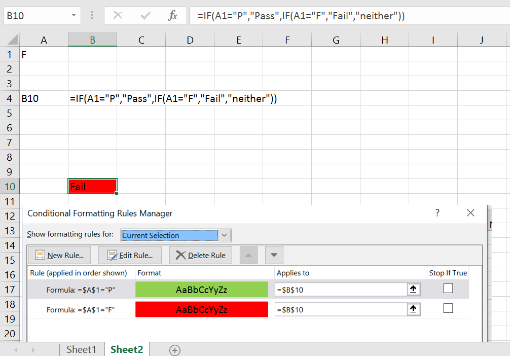 Excel Formula If Cell A1 Is Y Then Cell B10 Should Say Yes 3655