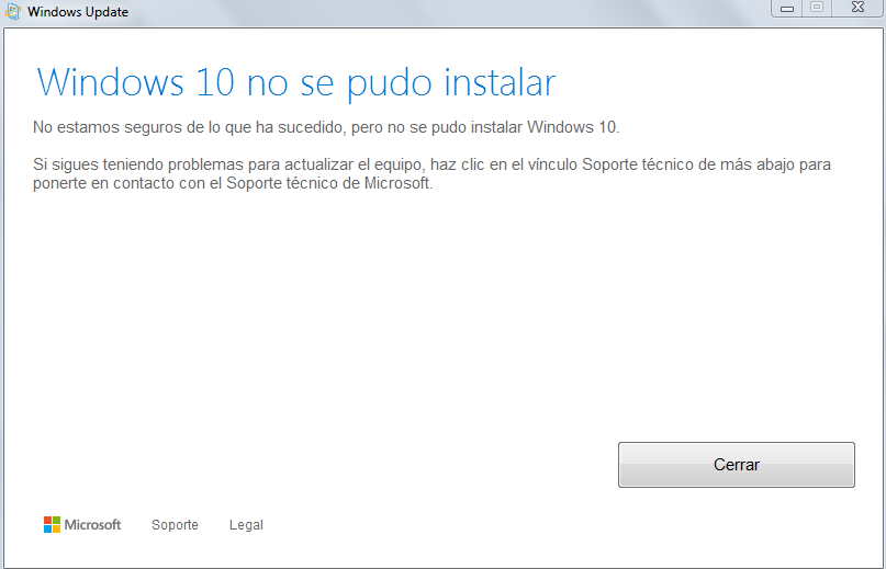 Windows 10 no se pudo instalar. - Microsoft Community