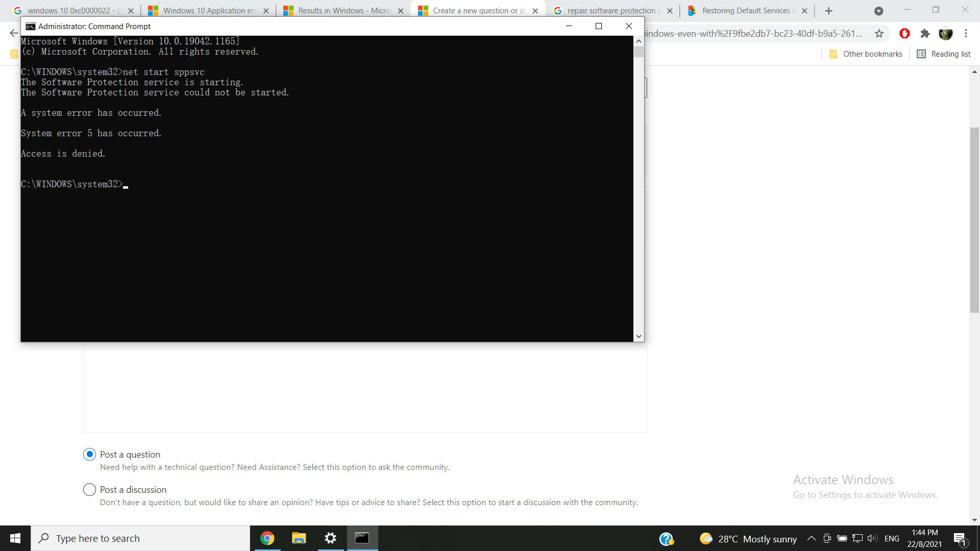 Windows 10 Activation Error 0xc0000022 - Microsoft Community