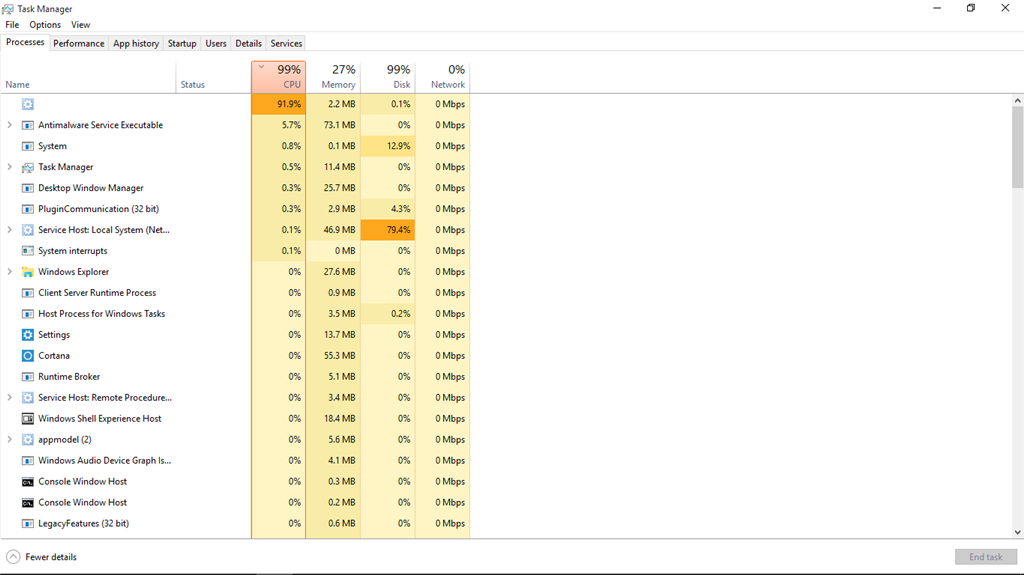 console window host high cpu windows 10