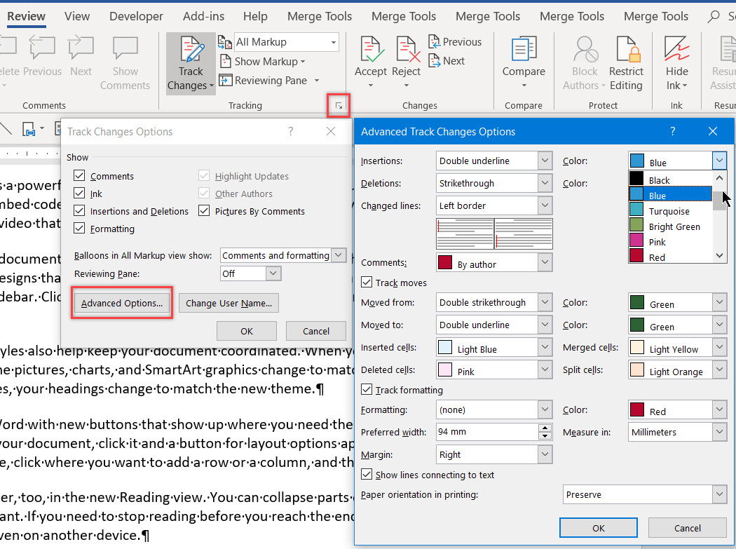 In Word Track Changes, How Do I Change The Color Of My Insertions ...