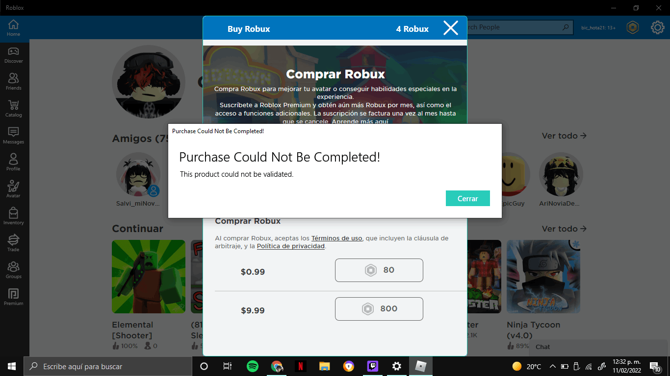 Purchase Not Be Completed! (ROBLOX) - Microsoft Community