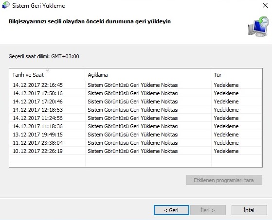 Windows 10 Sistem Geri Yükleme Noktaları Silinmiyor Microsoft Community 1607