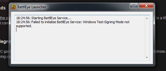 Battleye service is not running properly. Failed to initialize. Driver loading failed. BATTLEYE. BATTLEYE Launcher.