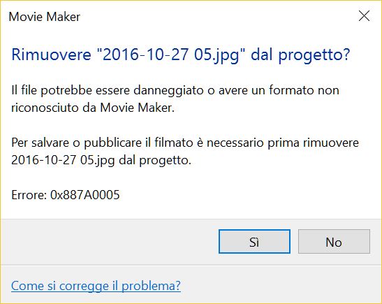 Moviemaker Errori 0x E 0x7a005 Microsoft Community