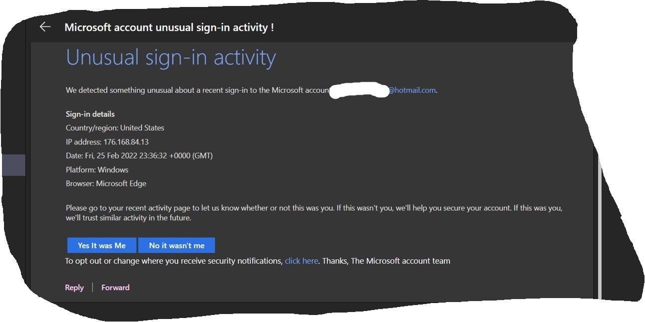 Has Anyone Seen This ??? Phishing Email Appears To Be From Microsoft ...