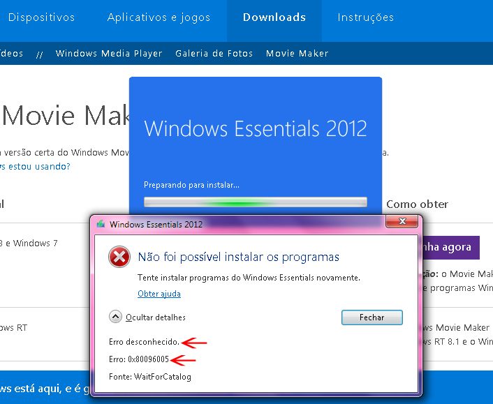 Não consigo instalar movie maker windows 7
