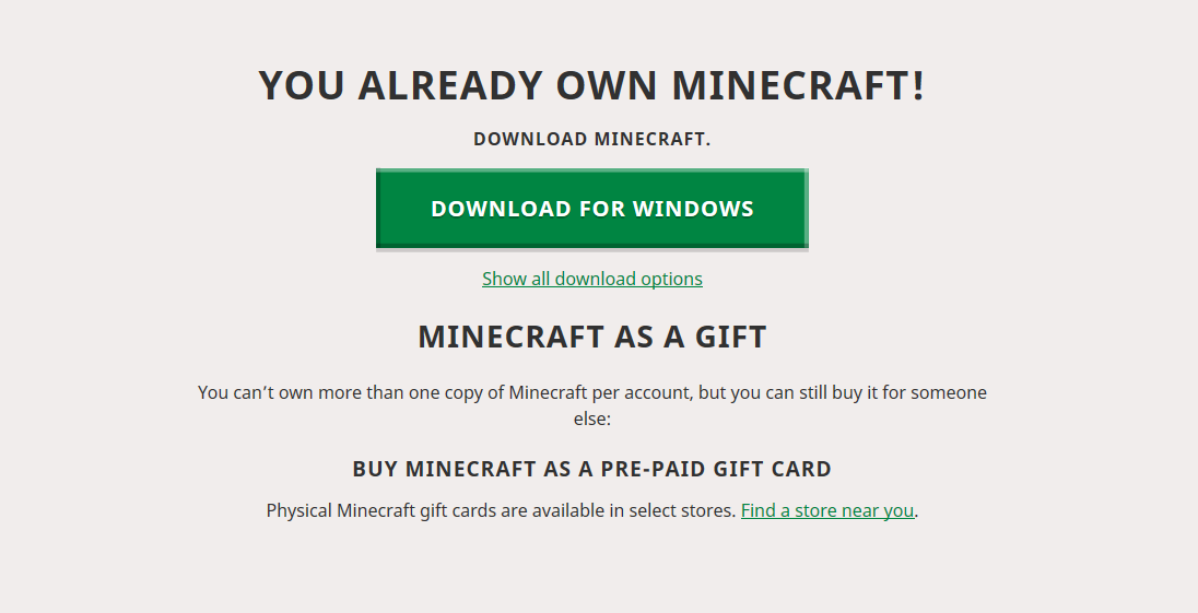 minecraft windows 10 gift card