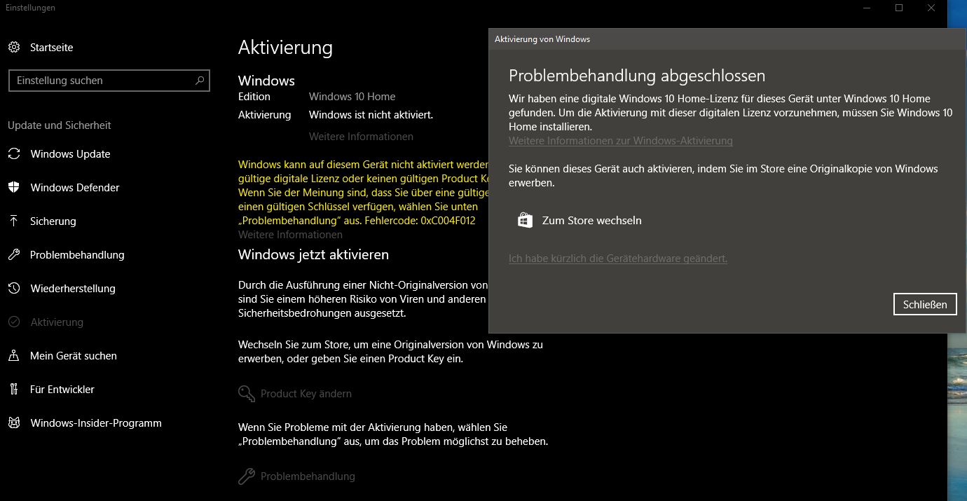 Windows Lizenz wiederrechtlich verschwunden