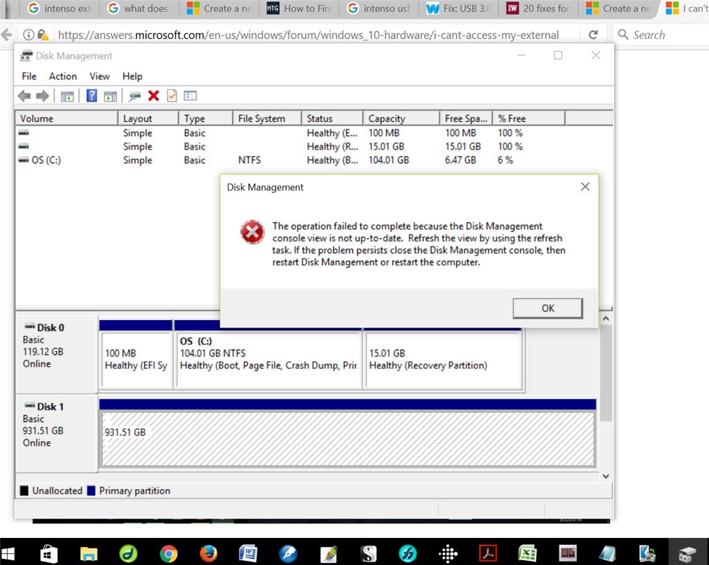 Unable to read external hard disk drive