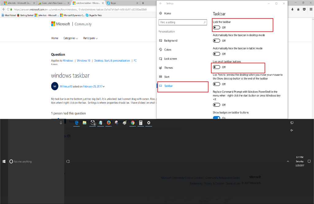 Windows 10 taskbar height adjustment