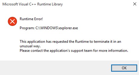 Visual C Runtime Error Durante Le Ricerche Microsoft Community