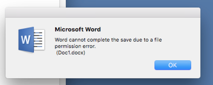 Word Cannot Complete The Save Due To A File Permission Error